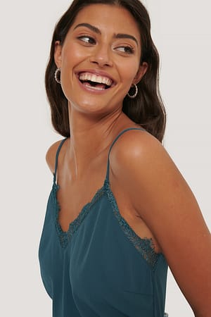 Teal Lace Detail Singlet