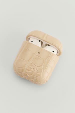 Beige Étui pour AirPods effet cuir