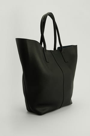 Black Oversized visserstas van leer