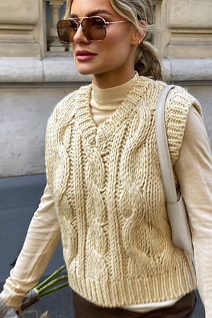 Light Beige Light Knit Turtleneck