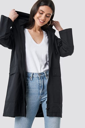 Black Lightweight Hooded Parka