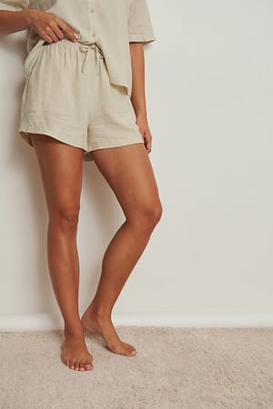 Beige Linneloungeshorts