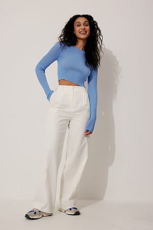 Sky Blue Long Sleeve Knitted Top