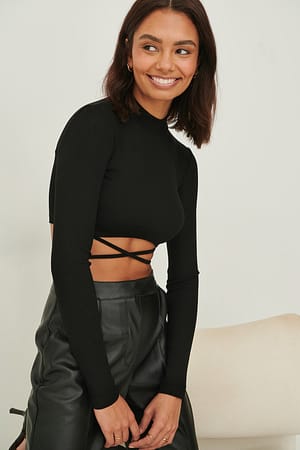 Black Long Sleeve Turtleneck Top