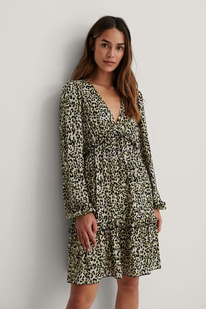 Leopard Ruchejurk Met Lange Mouwen En V-Hals