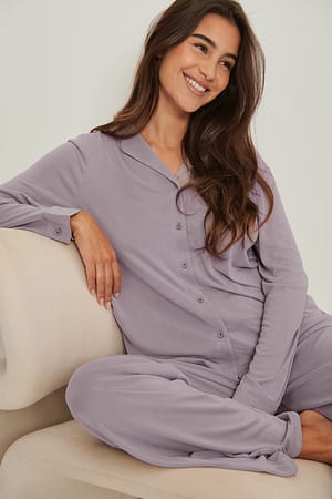Lavender Modalskjorta med lös passform