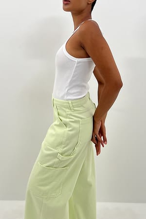 Light Green Loose Fit Cargo Pants