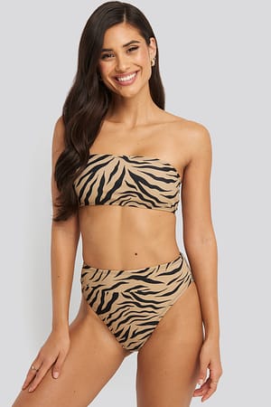 Zebra Maxibikinibroekje met hoge taille en kanten rand