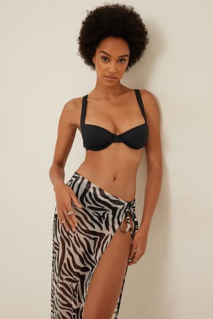Black Zebra Mesh Cover Up Skirt