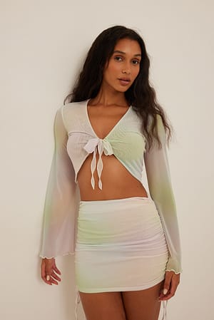 Ombre Print Minirok met trekkoord van mesh