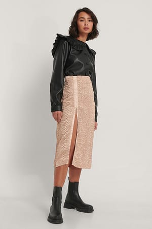 Beige Kjol Med Struktur