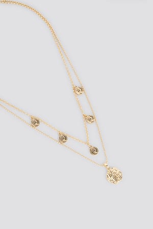 Gold Mini Coin Pendant Double Necklace
