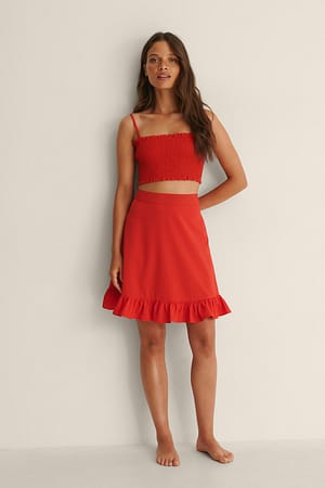 Red Recyclée jupe courte à volants