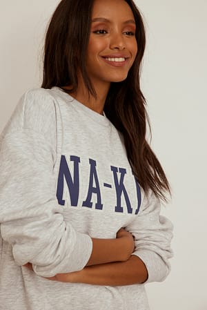 Grey Melange Bedrucktes Sweatshirt