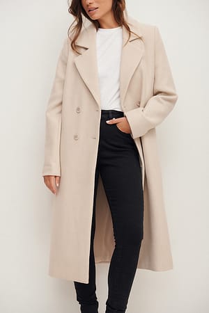 Beige Femininer Mantel