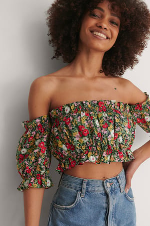 Dark Flower Off shoulder-topp