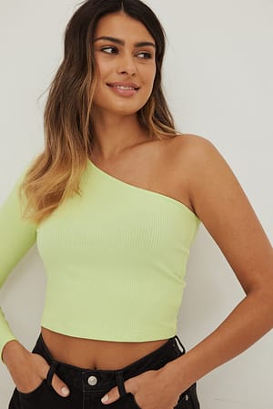 Light Green One Shoulder Rib Top