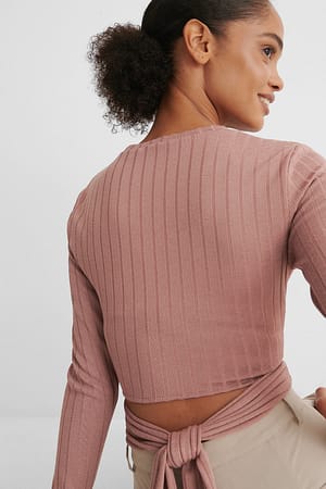 Dusty Dark Pink Open Back Rib Top