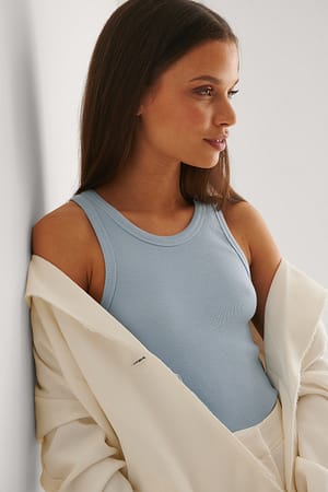 Light Blue Ribbed Tank