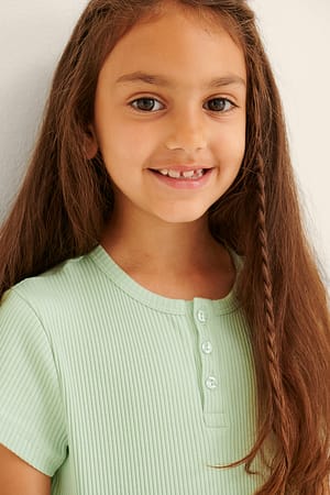 Mint Green Geribd T-shirt van biologisch katoen