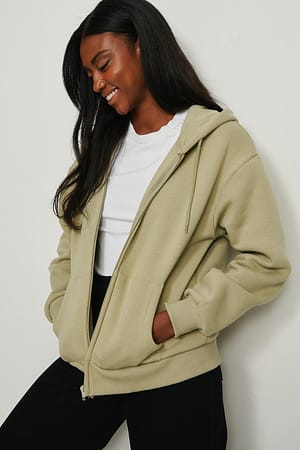 Light Khaki Zip Hoodie