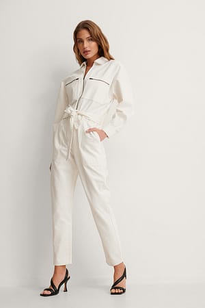 Ecru Organisch denim jumpsuit