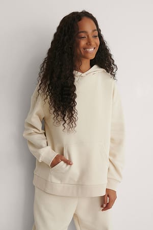 Offwhite Organische oversized hoodie met zakken
