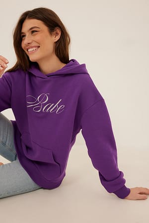 Lilac Oversized Printed Pocket Hoodie