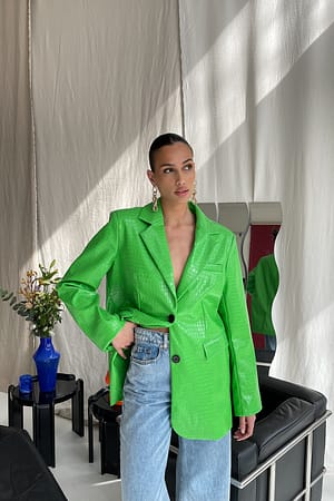 Green Oversized Reptile Blazer