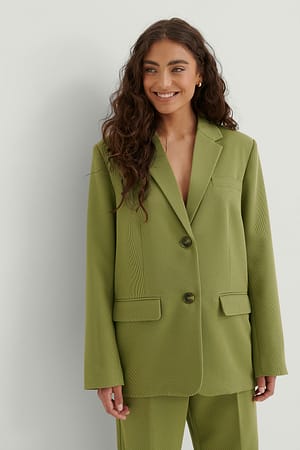 Green Oversized Twill Blazer