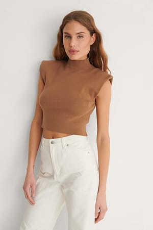 Dark Beige Organische Strickweste