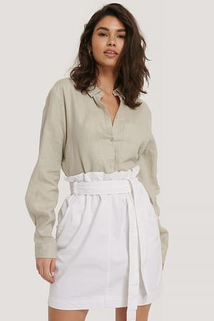 White Minikjol med paperbag-midja