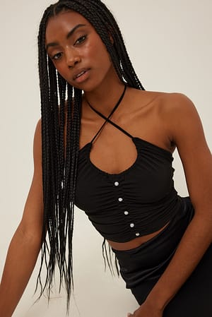 Black Pearl Button Singlet