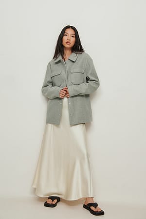 Light Green Gerecycleerd overshirt met drukknopen