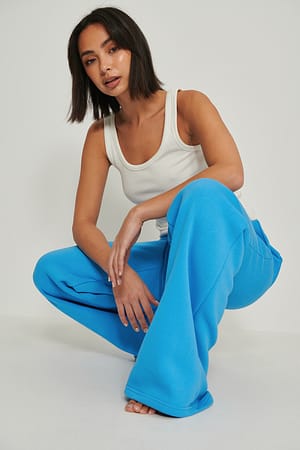 Blue Brushed Straight Leg Sweatpants