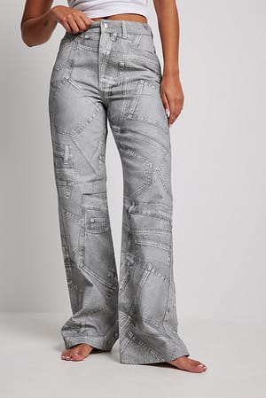 Print Jeans met print