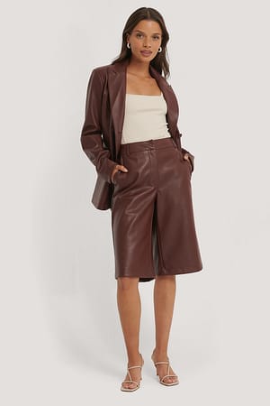 Burgundy Lange PU-bermudashort