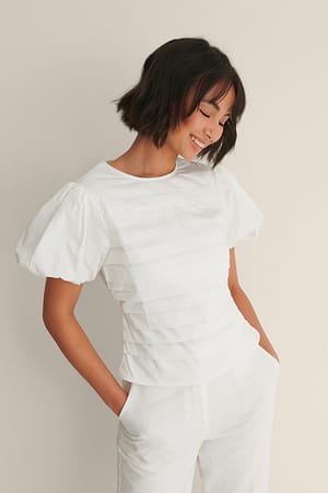 White Puffärmelbluse