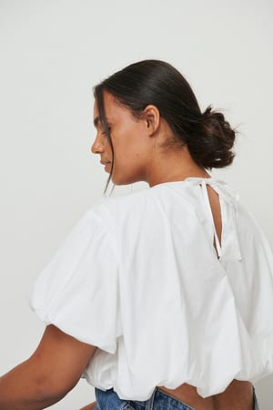White Puff Sleeve Cotton Top