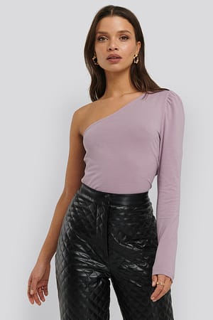 Puff Sleeve One Shoulder Top