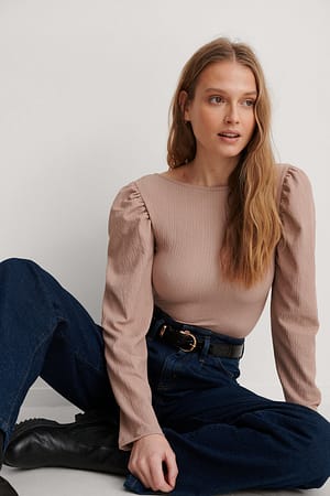 Dusty Dark Pink Puff Sleeved Deep Back Top