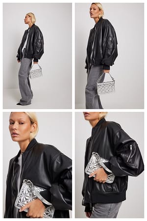 Silver Quilted Chunky Chain Shoulder Bag