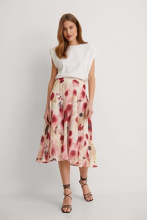 Watercolor Print Gerecycleerde rok van chiffon