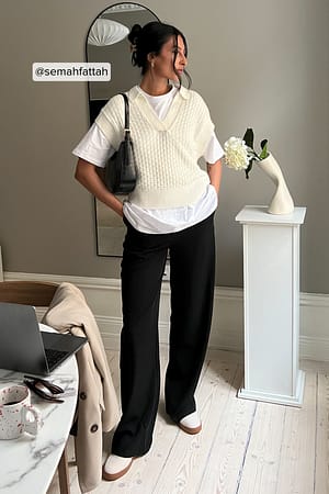 Black Recycled Elastic Waist Pants