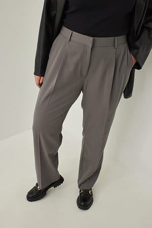 Dark Grey Pantalon de costume taille mi-haute en matière recyclée