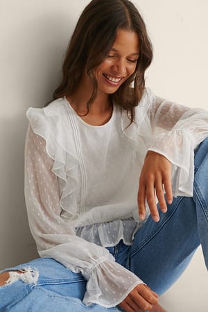 Gerecyclede Dobby blouse met ruches