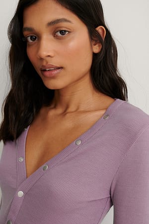 Lilac Recycled Press Button Rib Top