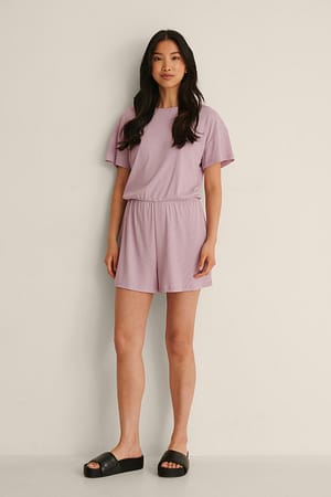 Keepsake Lilac Soft Ribbed Playsuit Pyjamas