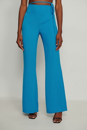 Blue Recycled Tie Side Suit Pants
