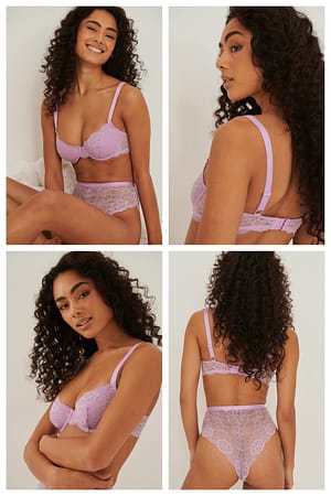 Lilac Unlined Scallop Lace Bra